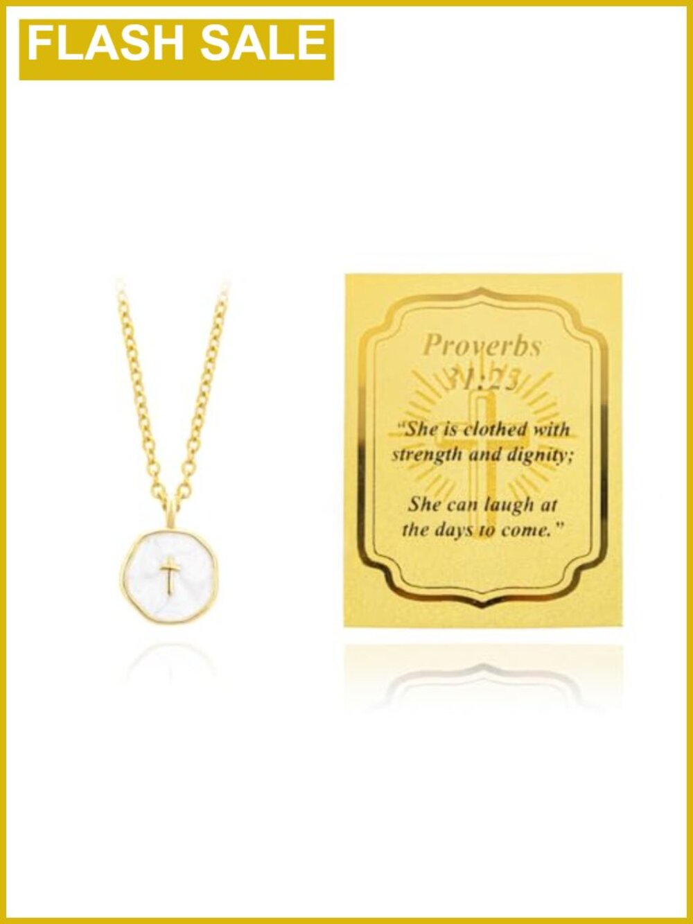 18K Gold Plated Cross Necklace with Bible Verse Card Inspirational Christian